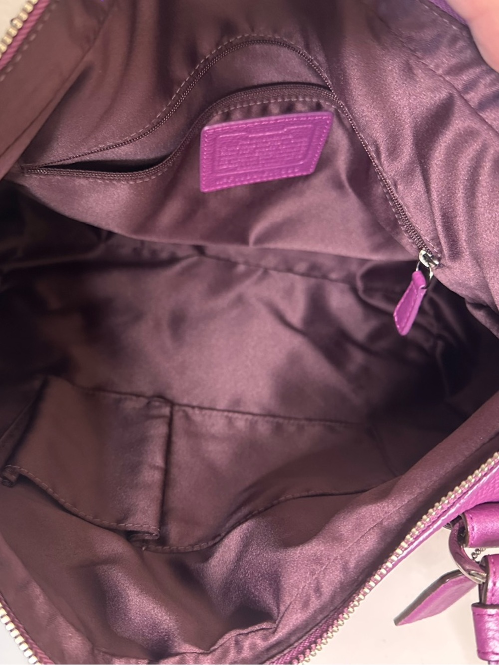 Coach Pebbled Leather Purple Alexandra Tote Purse with Hang Tag crossbody NWOT - Picture 9 of 10